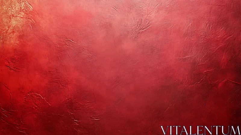 Textured red plaster surface reveals tonal gradients and depth