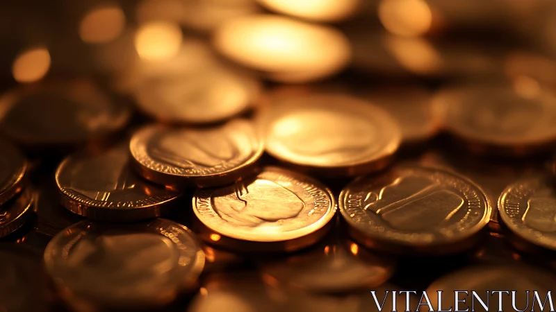 Close-up study of stacked metallic coins in warm light.
