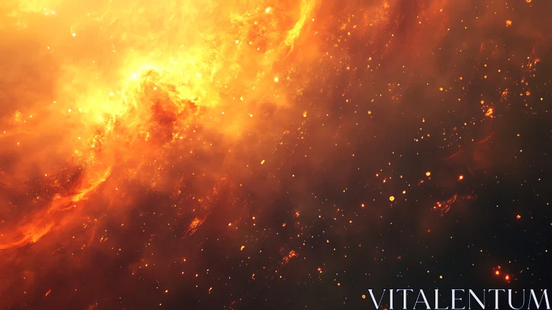 Cosmic Fire Eruption Across Darkness.