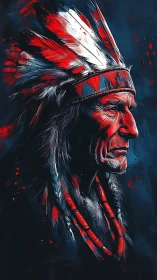 Crimson feathers carve a warrior’s silhouette from night