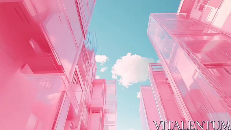 Pink Glass Towers Rise Against Turquoise Sky