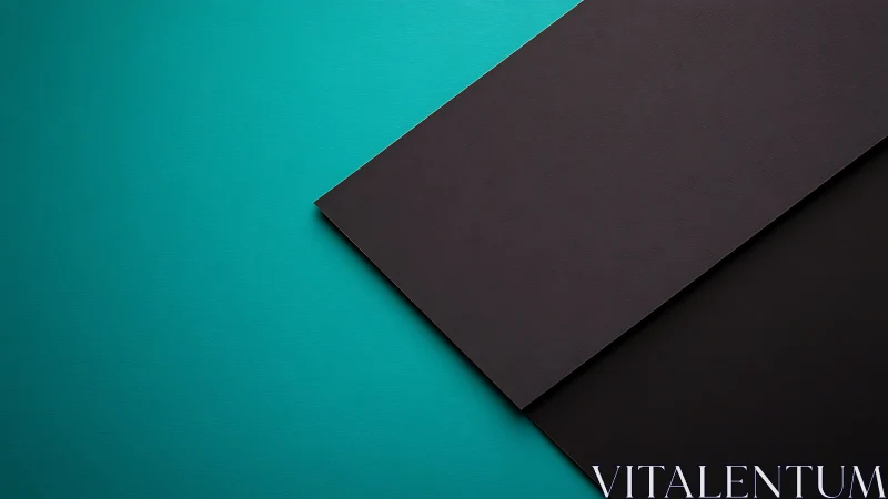 Two dark rectangular panels overlap on a teal background