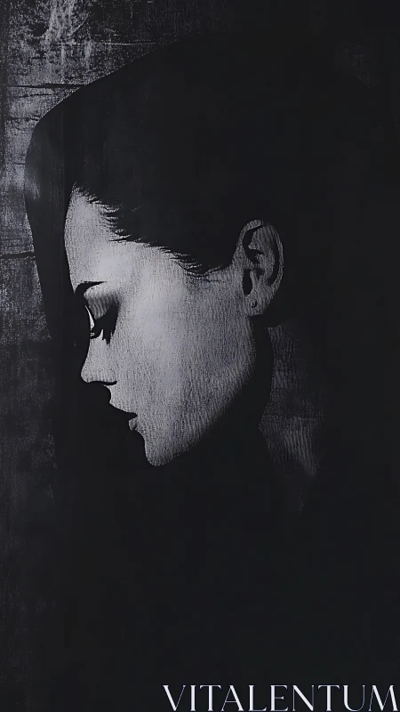 Monochrome side-profile portrait in shadowed silence.