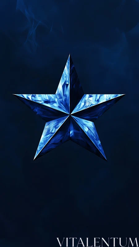 Prismatic blue crystal star on deep atmospheric navy field.