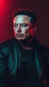 Cinematic cyberlit male portrait with red rim lighting profile