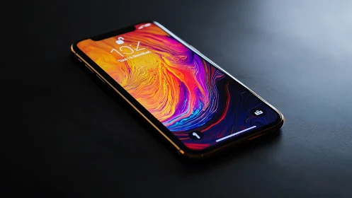 Mobile Device with Gradient Display and Metallic Frame.