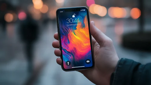 Liquid Fire Erupts: Smartphone Canvas Blazing with Neon Dreams.