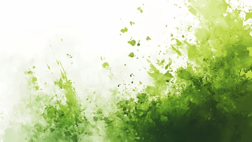 Green watercolor splash background with abstract foliage