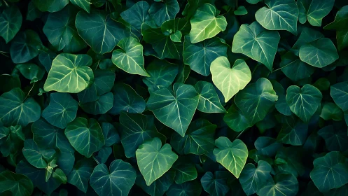 Heart shaped ivy leaves creating a calm green hideaway.