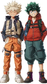 Backpack rebels in cargo gear grinning at tomorrow.