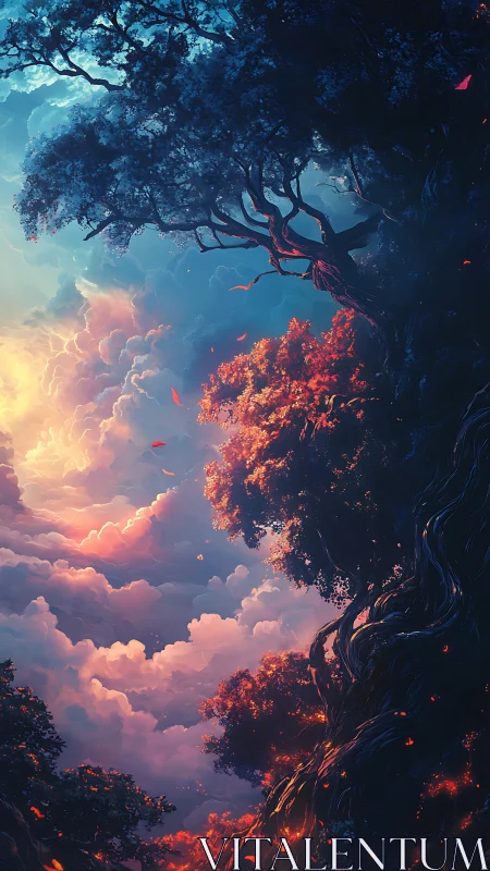 Luminescent Dream Tree: Colossal Ancient Entity Bridging Celestial Realms