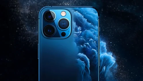 Premium Blue Smartphone with Stunning Multi-Lens Camera System.
