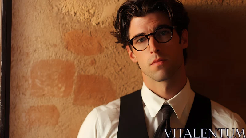 Quiet afternoon portrait of a thoughtful man in glasses.