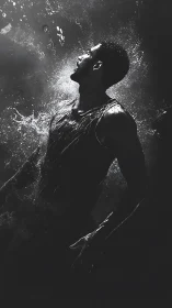 High contrast backlit athlete with dynamic splash and motion blur