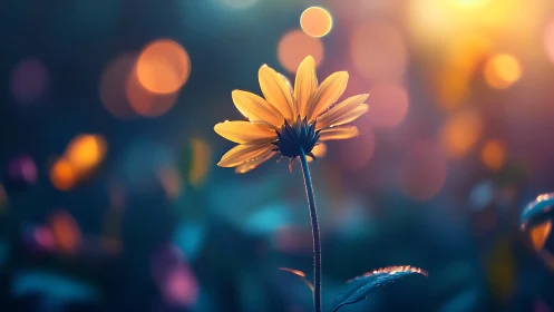 Golden Daisy Glows With Dreamy Bokeh Light