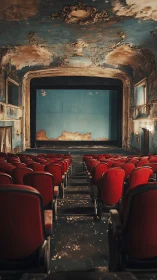 Red velvet seats applaud the crumbling theater’s quiet drama