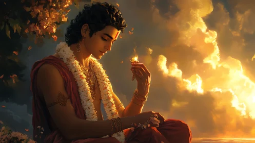 Golden sunset prayer captures a calm, contemplative soul