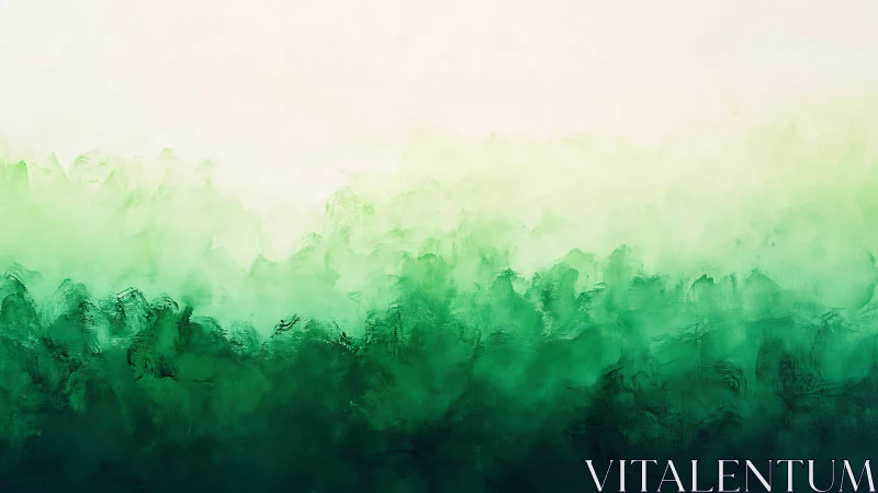 Emerald green abstract mist blending into white horizon.