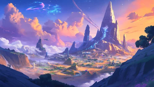 SkyPiercer spires ignite a luminous alien frontier dream.