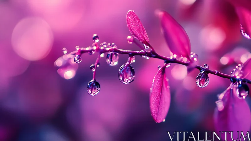 Dewlit magenta leaves shimmer in a dreamy twilight haze.