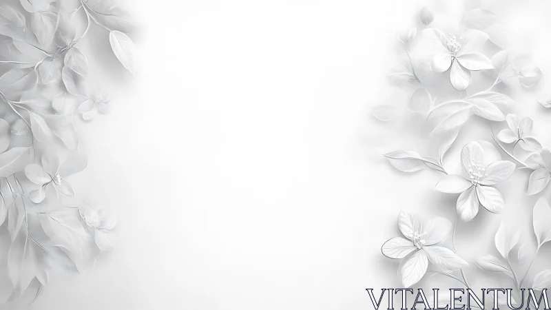Delicate White Flowers Frame a Serene Empty Space.