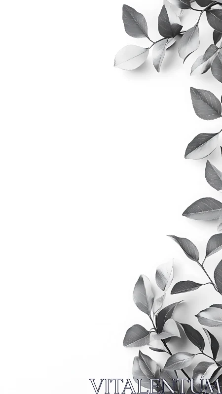 Monochrome leaf ladders climbing the quiet white margin.