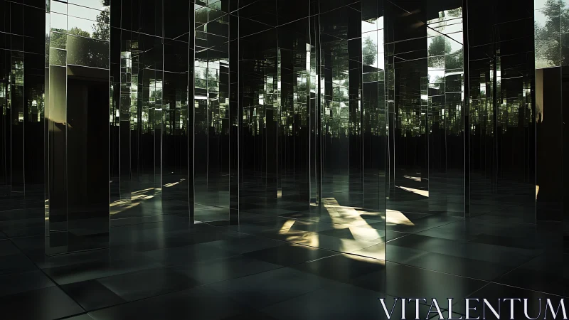 Mirrored forest room where quiet reflections multiply endlessly.