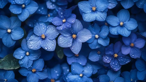 Delicate Blue Forget-me-nots Glistening with Morning Dew