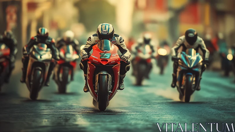 Aerodynamic superbike swarm in high-speed urban sprint.