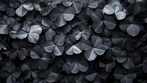 Monochrome clover canopy with delicate metallic sheen.