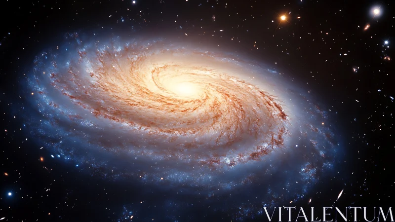 Spiral galaxy glows with dense stellar core and bright arms