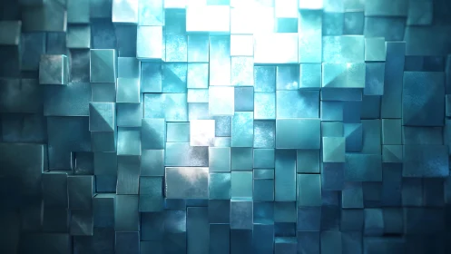 Abstract 3D Blue Cubes Pattern with Modern Geometric Style.