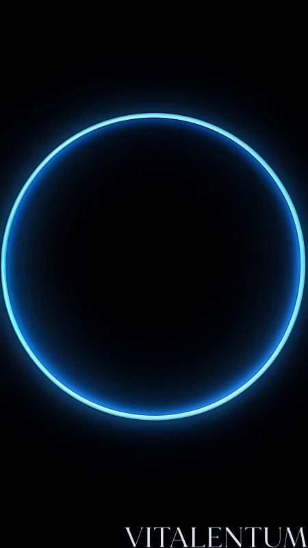 Soft neon blue circle glowing gently in the dark night.