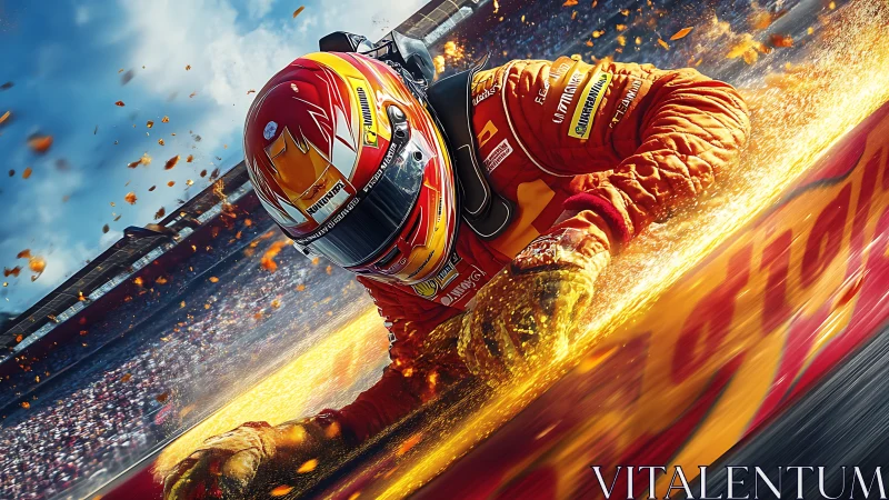 Flame-trailing speed racer skims the track like molten thunder.