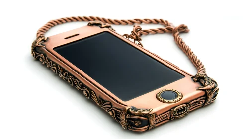 Ornate Copper iPhone Case with Rope Strap.