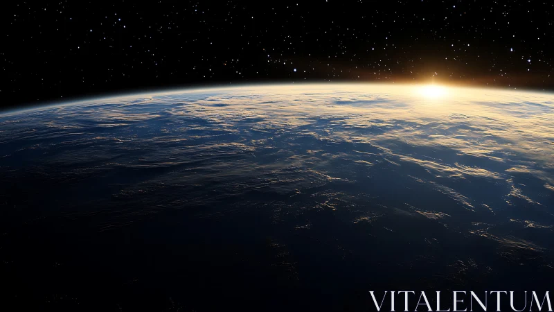 Sunrise glows over Earth’s curved horizon in silent orbit