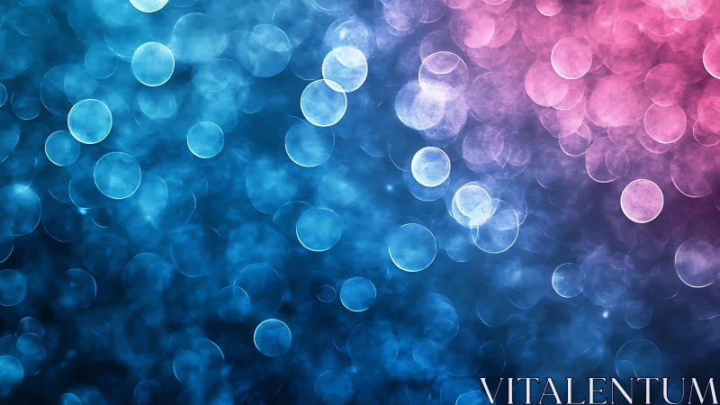 Abstract bokeh background in blue and pink gradient digital style.