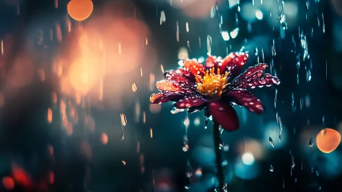 Rainy Bloom: Beauty in the Rainfall.