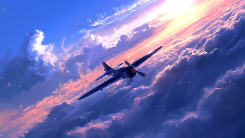 Sunlit skyward journey with a lone plane above soft clouds.