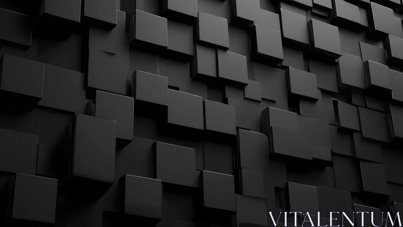 3D Abstract Black Cubes Pattern with Modern Minimalist Style.