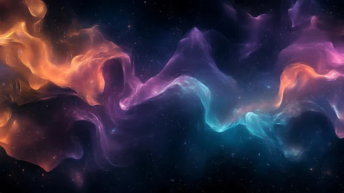 Nebula currents braid glowing rivers of color through space