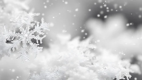 Crystal snowflake drifting in a soft white winter hush.