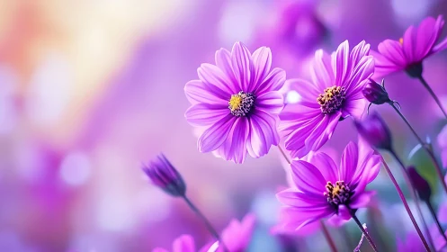 Purple Daisies in Soft Focus Glow.