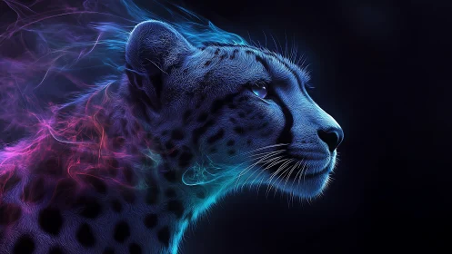Neon Leopard: Spirit Ablaze in Electric Reverie.