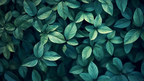 Overhead view shows dense cluster of green elliptical leaves