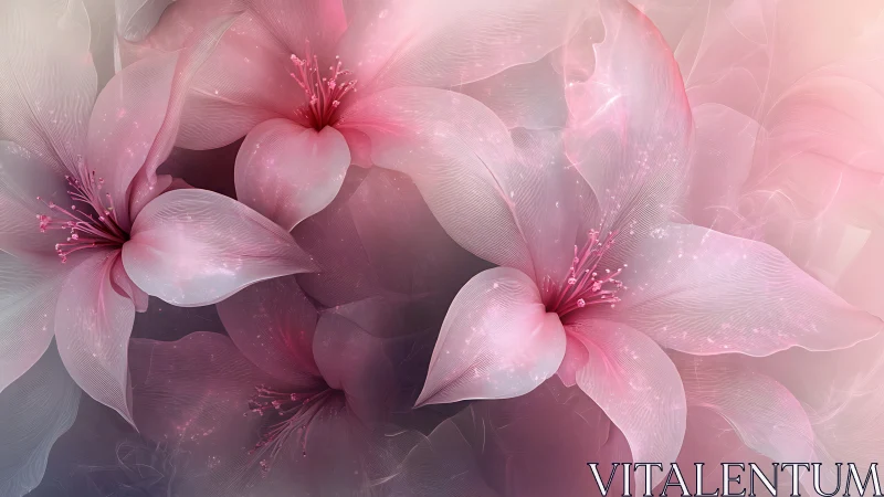 Soft Pink Floral Composition with Ethereal Luminescence