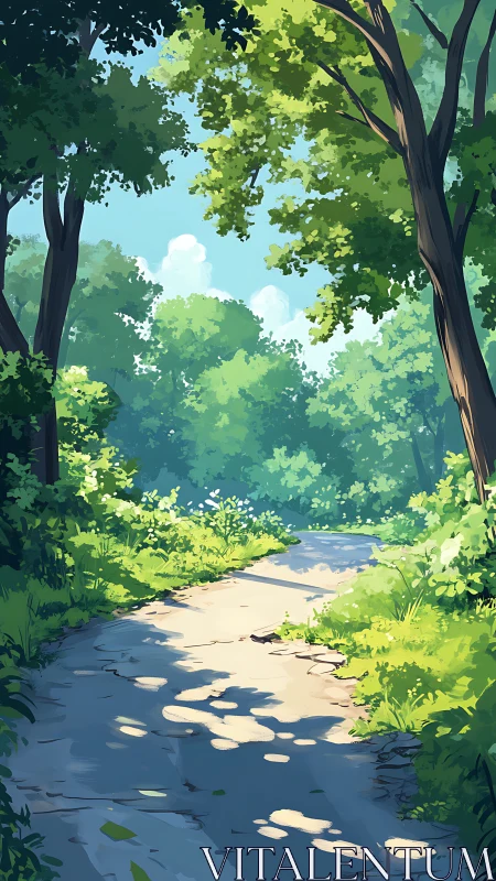 Forest Stream Canopy with Luminous Water Reflections.