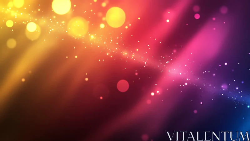 Prismatic stardust drifts across a glowing neon twilight veil