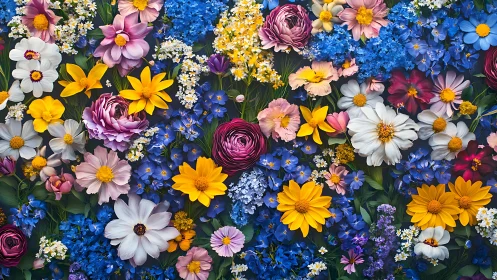 Densely Layered Polychromatic Floral Arrangement with Hydrangea and Dahlia Specimens