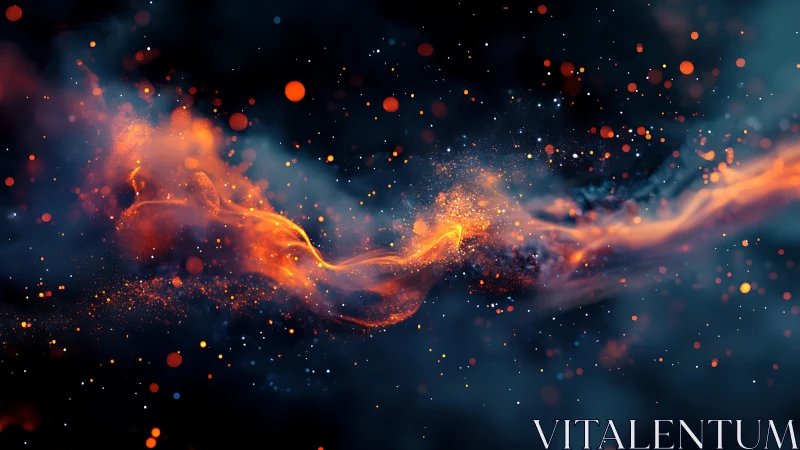 Inferno Dance: Crimson Energy Ribbons Ignite Cosmic Depths.